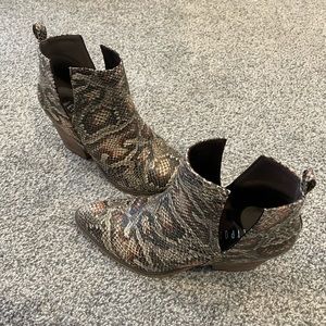 Snakeskin booties